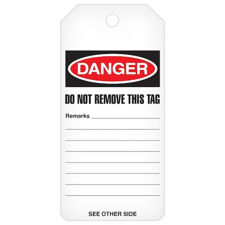 Incom Safety Tags, 10-mil Polytag stock, 3" Width, , 250 PK RT1039F